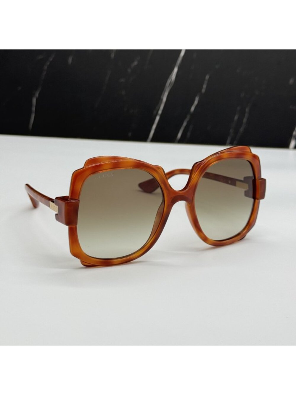Gucci GG1431S 002 Havana Green Women Oversized Sunglasses Authentic NEW - Picture 5 of 9